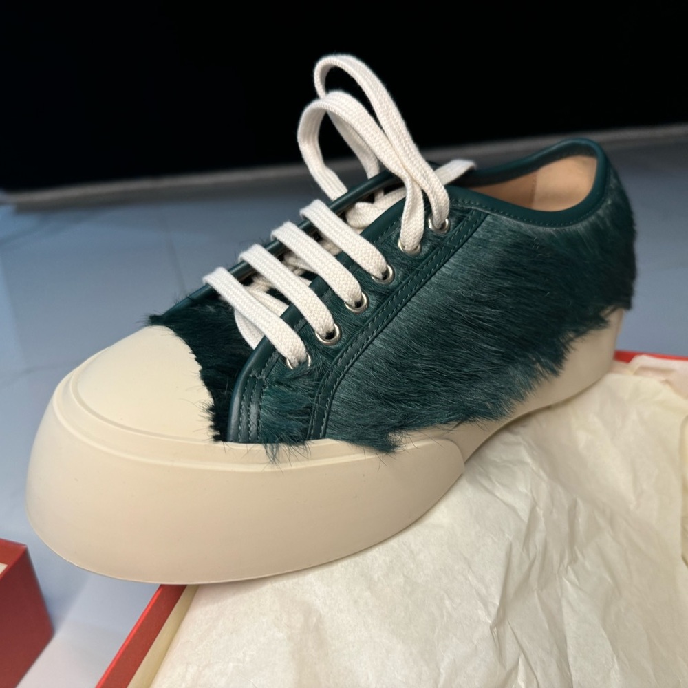 Marni Pablo calf-hair lace-up sneakers - Green
